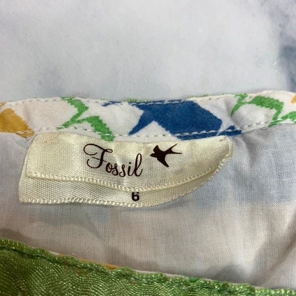 Fossil Scalloped Striped White Blue Pink Skirt - Picture 4 of 8